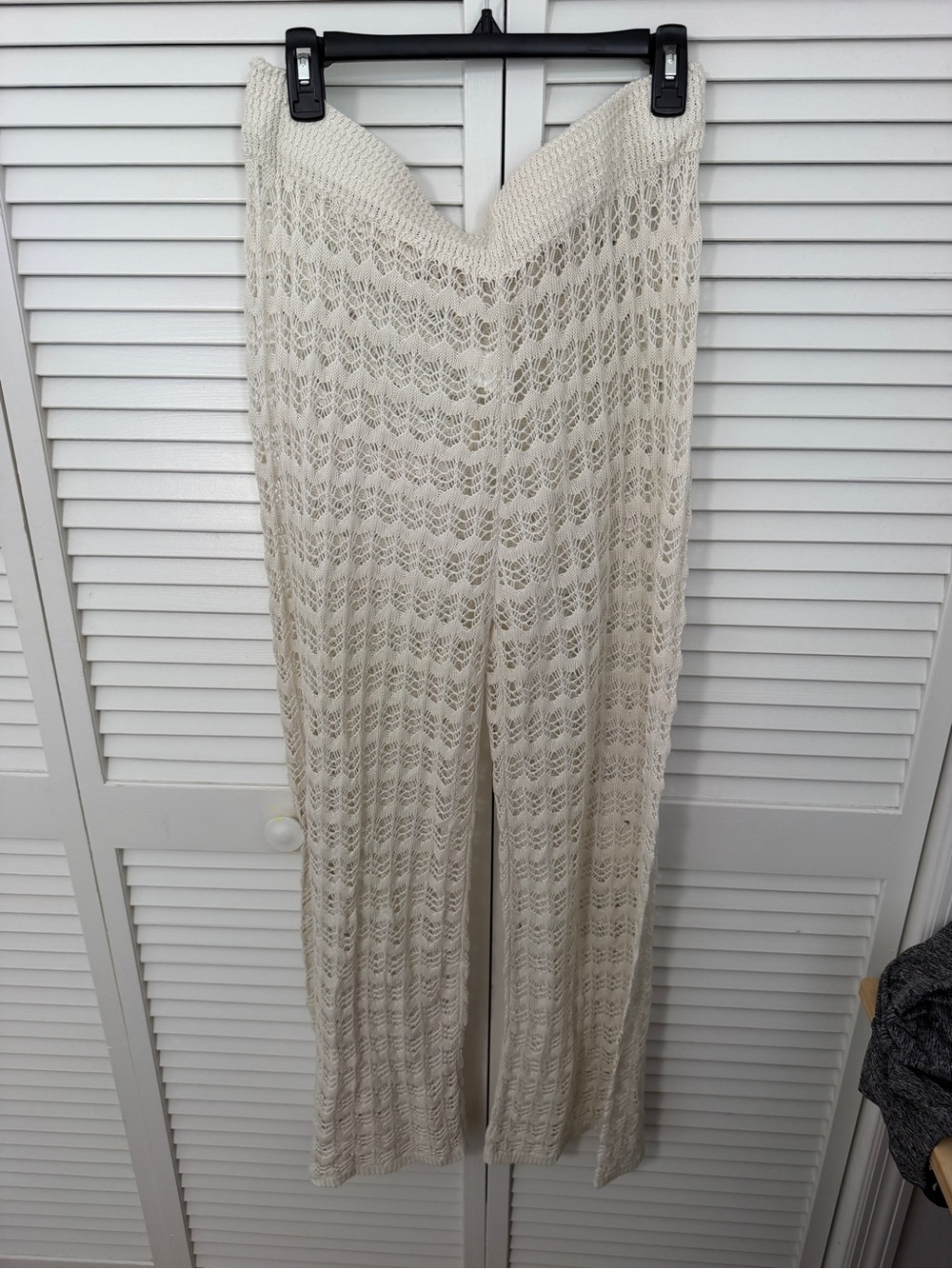 NWOT Women's Cream Crochet Wide-Leg Pants Size XXL